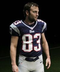 New England Patriots' Wes Welker poses for pictures in his new uniform in New York, Tuesday, April 3, 2012. The NFL and Nike showed off the new gear in grand style with a gridiron-themed fashion show at a Brooklyn film studio.