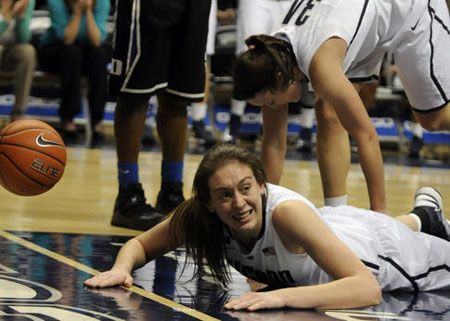 UConn forward Breanna Stewart reacts after failing to come up with a loose ball during the second half.