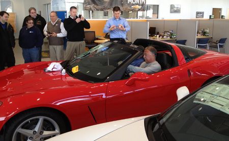Jerry Remy and Don Orsillo checking out a Corvette