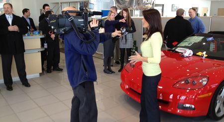 Jenny Dell being interviewed by WFSB