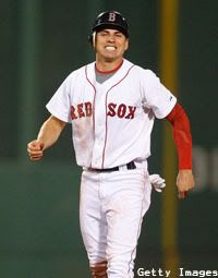 Jacoby Ellsbury reacts after being caught stealing at second base.