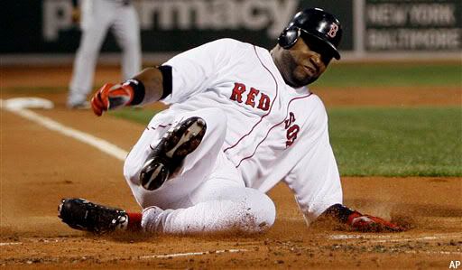 Big Papi slides in with the 2nd run of the night for the Red Sox.