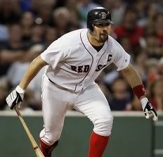 Boston Red Sox's Jason Varitek watches his two-run RBI single during the sixth inning of their 4-0 win in game two of a baseball doubleheader against the Tampa Bay Rays at Fenway Park in Boston Sunday, Sept. 13, 2009 - AP Photo