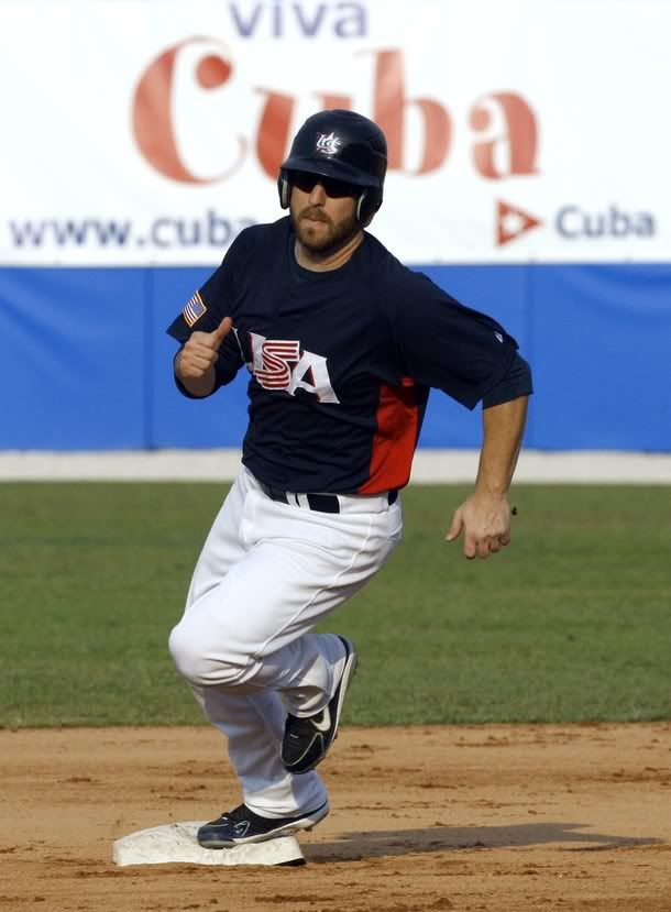 Tug Hulett of the U.S rounds the bases after hitting a two-run home run during their IBAF World Cup 2009 baseball final game against Cuba at the Steno Borghese Stadium in Nettuno, near Rome, September 27, 2009 - Reuters Photo