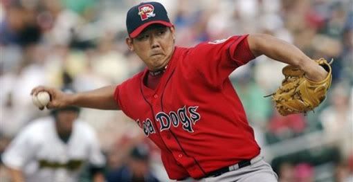  AP Photo - Boston Red Sox pitcher Daisuke Matsuzaka, of Japan, winds up while pitching for the Portland Sea Dogs during a baseball game against the New Hampshire Fisher Cats in Manchester, N.H. , Sunday, Aug. 30, 2009. Matsuzaka has been sidelined since June 21 with a right-shoulder strain.