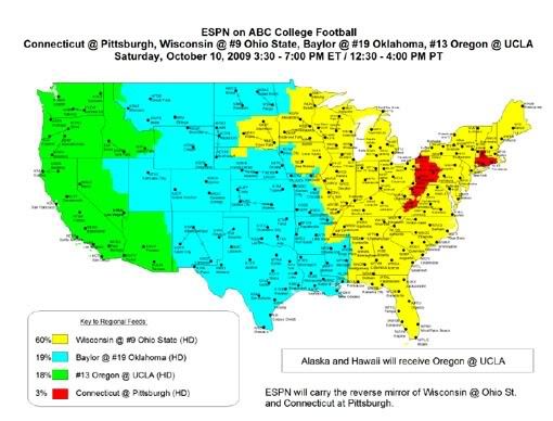 ABC map for College football on 10/10