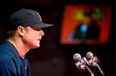 Boston Red Sox starting pitcher Jon Lester(notes) talks to the media during a news conference Tuesday, Oct. 6, 2009, in Anaheim, Calif., in advance of the team's upcoming American League division series baseball game against the Los Angeles Angels. - AP Photo