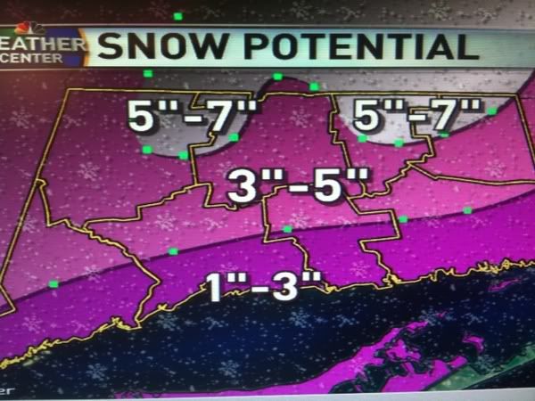 NBC30 Weather snow potential map for 12/5