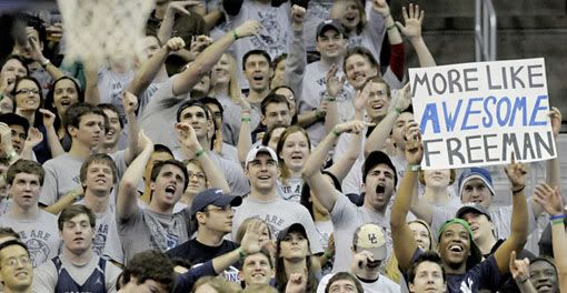 Georgetown fans cheer for Austin Freeman, who scored 33 points in UConn men's basketball team's 72-69 loss to Georgetown Saturday January 9, 2009 at the Verizon Center in Washington, DC - Bettina Hansen/Hartford Courant