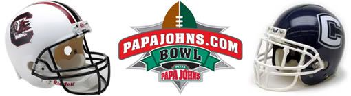 South Carolina Gamecocks vs UConn Huskies, PapaJohns.com Bowl