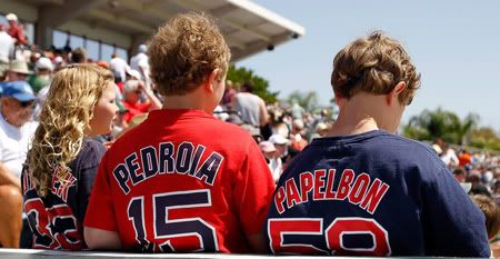 Fans of the Boston Red Sox enjoy the game against the Baltimore Orioles during a Grapefruit League Spring Training Game at Ed Smith Stadium on March 27, 2010 in Sarasota, Florida. (Photo by J. Meric/Getty Images)