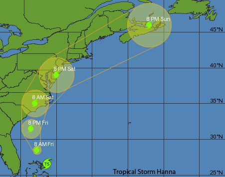 Tropical Storm Hanna Track