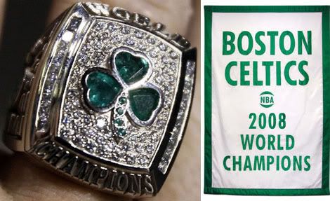 Boston Celtics Championship Ring and Banner