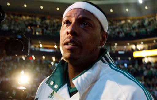 Paul Pierce gets emotional during the opening festivities - NBAE/Getty Images