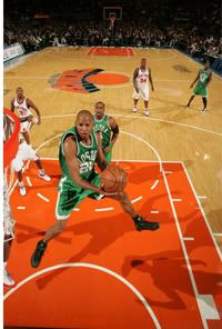 Ray Allen drives to the net - NBAE/Getty Images