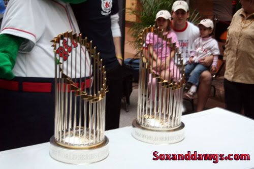 World Series Trophies at City Hall in New Haven - SOX & Dawgs photo