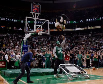 Lucky dunks over Big Papi. Getty Photo