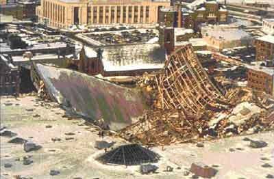 Picture of Hartford Civic Center roof collapse 30 years ago