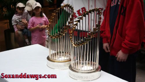 World Series Trophies at New Haven City Hall - SOX & Dawgs Photo