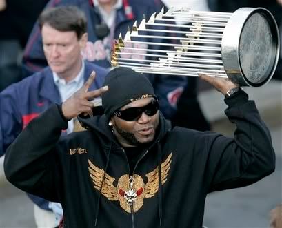 Big Papi and the trophy. Isn't she pretty??