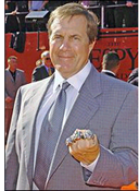 Bill Belichick and his three rings making the rare appearance