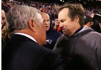 Kraft and Belichick congratulate each other after the win.  Getty Photo