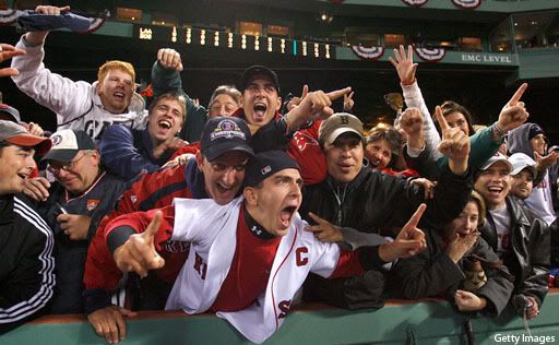 Red Sox fans celebrate the ALDS win