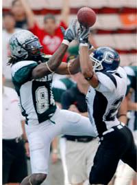 Tyvon Branch breaks up a pass - AP Photo