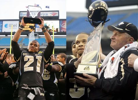 Wake Forest celebrates their Meineke Car Care Bowl win - AP & Getty Images