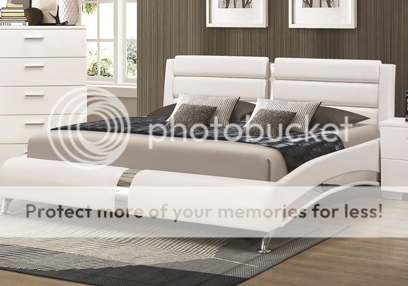 stanton-ultra modern 5pcs glossy white queen size platform bedroom