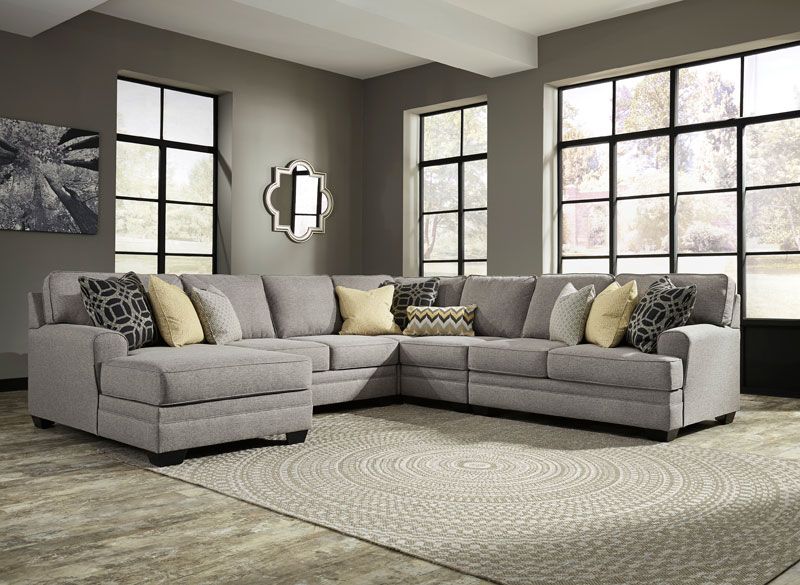 Modern Sectional Living Room Couch Set 5pcs Large Gray Fabric