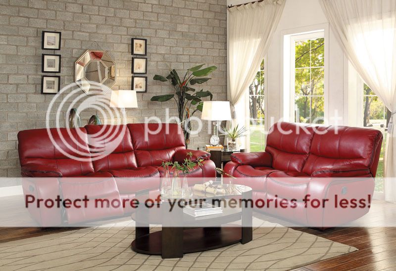 Details About New Living Room Red Faux Leather Reclining Sofa Couch Set W Electric Option F66