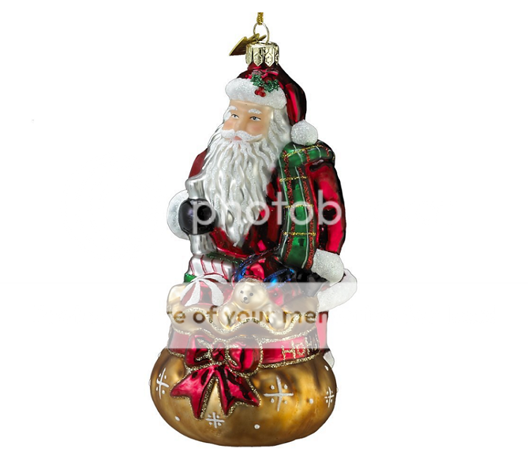 Kurt Adler Noble Gems Santa with Toy Sack Glass Christmas Ornament
