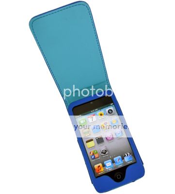 BLUE LEATHER CASE FOR APPLE IPOD TOUCH 4G 4th Gen NEW  