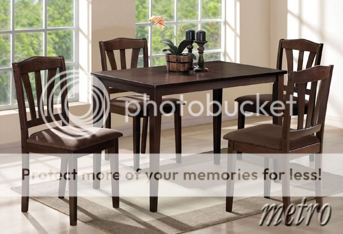 New 5pc Urban Walnut Solid Wood Dining Table Set Chairs