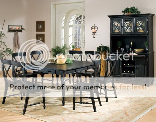 3pc Cottage Black Wood Pub Bar Dining Table Set Chairs
