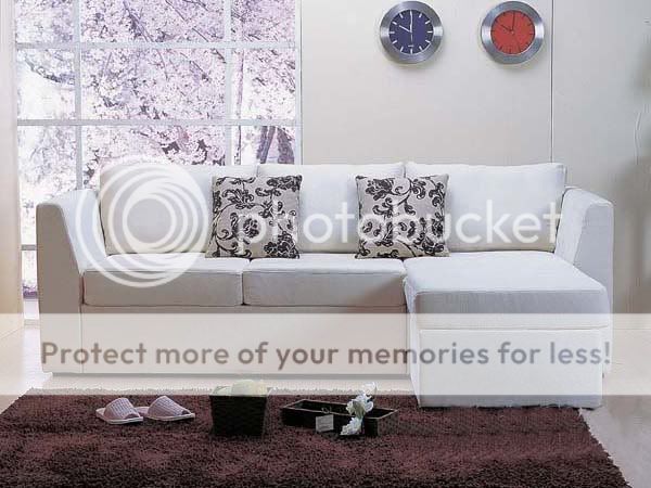 Sectional Sofa Set in Cream Finish with Pull out Storage  